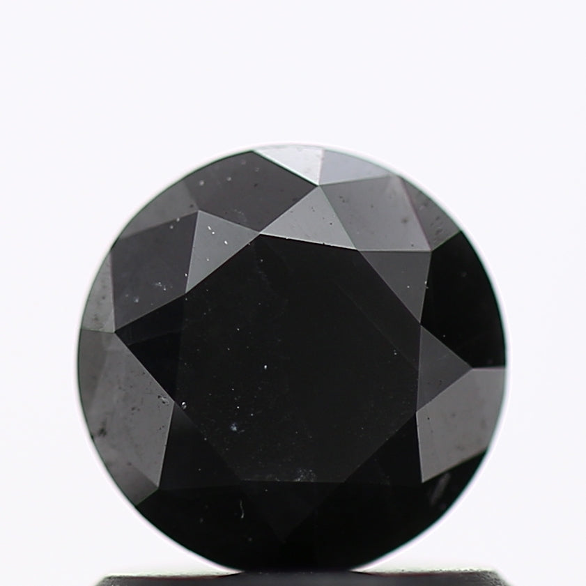 0.91 Carat Fancy Black Round Shape Brilliant Cut Natural Loose Diamond